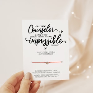 Cadeaux pour directeur d'école, bracelet Faites un vœu en remerciement pour un directeur d'école, cadeaux pour conseiller d'orientation, carte de directeur d'école de fin d'année