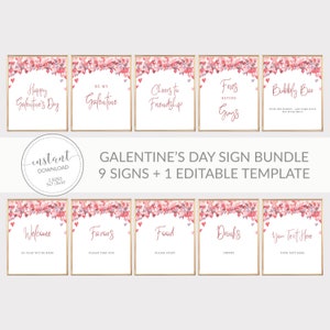 Printable Galentines Day Decorations, Galentines Party Signs Bundle, Galentine Decor, Galentine&#39;s Day Party, INSTANT DOWNLOAD - VH100