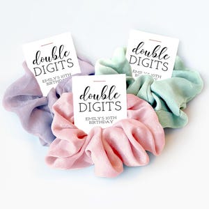 Double Digits 10th Birthday Party Favors, Hair Scrunchies, 10th Birthday Favors, Ten Years Old, Gifts for Guests, Tenth Birthday Supplies