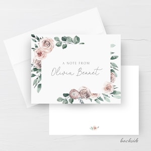Cartes de correspondance personnalisées avec enveloppes, cartes de correspondance florales bohèmes roses avec enveloppes, cartes de correspondance personnalisées, lettre à lettres, lot de 12
