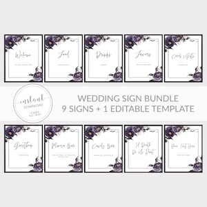 Halloween Wedding Sign Bundle, Gothic Wedding Table Signs, Printable Wedding Decorations, Til Death Do Us Part, DIGITAL DOWNLOAD H100