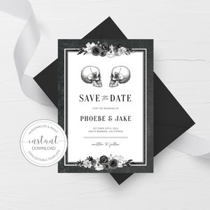 Gothic Save The Date Vorlage, Halloween Hochzeit bearbeitbar Save The Date Karte, Gothic Hochzeit Save The Date Printable SOFORTIGER DOWNLOAD DA100