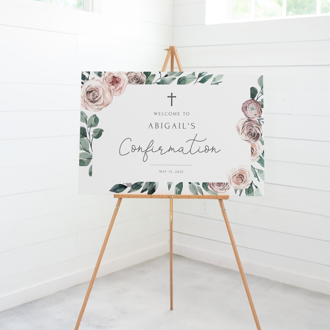Coversations Welcomesign Boho Rose Confirmation Welcome Sign Template, Large Welcome Sign ...