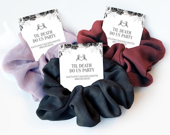 Halloween Bachelorette Party Favors, Til Death Do Us Party Bachelorette Favors, Skeleton Bachelorette, Goth Bach Hair Scrunchie - DA100