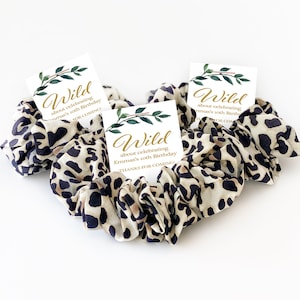 Safari Birthday Party Favors for Girls, Leopard Print Hair Scrunchies, Cheetah Print Favor, Animal Print Birthday Thank You Gifts for Guests
