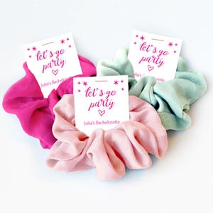 Bomboniere per addio al nubilato "Come On Let's Go", bomboniere con elastici per capelli, bomboniere rosa per addio al nubilato, gadget per sacchetti regalo, festa di addio al nubilato