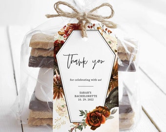 Halloween Bachelorette Favor Tags Printable, Til Death Do Us Party, Gothic Favor Tag Template, Thank You Tag, DIGITAL DOWNLOAD H300