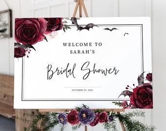 Halloween Bridal Shower Welcome Sign Template, Large Welcome Sign Printable, Gothic Bridal Shower Decorations, DIGITAL DOWNLOAD H100