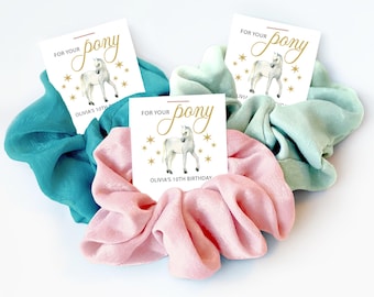 Horse Party Favors for Girls, Scrunchie Hair Tie Favor, For Your Pony, Horse Birthday Party Favors, Equestrian Party, Cowgirl Party - D400