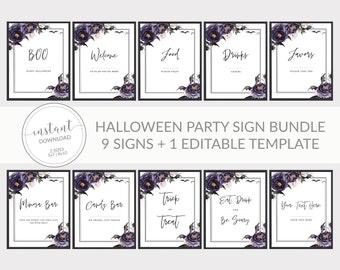 Halloween Party Sign Bundle, Halloween Printables, Halloween Party Decorations, Halloween Birthday Party Decor, DIGITAL DOWNLOAD H100