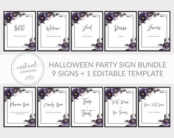 Halloween Party Sign Bundle, Halloween Printables, Halloween Party Decorations, Halloween Birthday Party Decor, DIGITAL DOWNLOAD H100