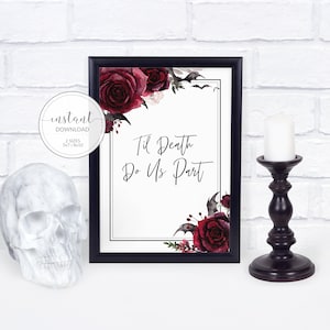 Halloween Til Death Do Us Part Sign, Halloween Bridal Shower Sign Printable, Gothic Wedding, Halloween Wedding Sign, INSTANT DOWNLOAD H100