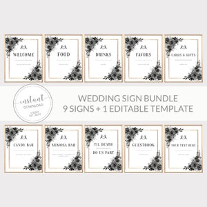 Gothic Wedding Sign Bundle, Halloween Wedding Table Signs, Printable Wedding Decorations, Til Death Do Us Part, DIGITAL DOWNLOAD DA100