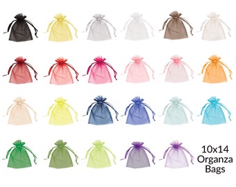 Organza Bags 10x14, Large Organza Bags, Organza Gift Bags, Drawstring Bags, Draw String Bags, Sheer Organza Bags