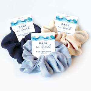 Baby On Board Baby Shower Favors, Hair Scrunchie, Surf Baby Shower Guest Gifts, Beach Surfer Baby Shower, Beach Ocean Theme, Surfing Baby