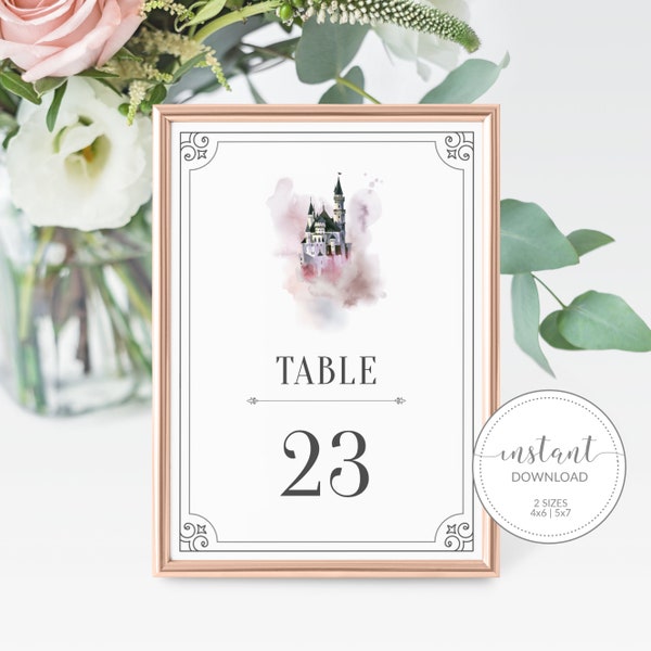 Fairytale Wedding Table Numbers 1-50, Table Number Cards Wedding, Once Upon a Time Wedding, 4x6 and 5x7, Printable INSTANT DOWNLOAD - D500