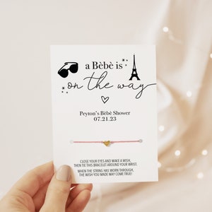 A Bebe Is On The Way, Make A Wish Bracelet Baby Shower Favors Girl, French Baby Shower Party Favors, Parisian Baby Shower Sip and See