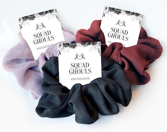 Squad Ghouls Halloween Wedding Bridesmaid Gift, Hair Scrunchie, Bride Or Die, Halloween Gift, Gothic Wedding Bridesmaid Box Items, DA100