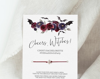 Cheers Witches Gothic Bachelorette Party Favors, Make A Wish Bracelet, Halloween Bachelorette Party, Witch Bachelorette - H100