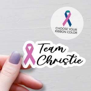 Cancer Awareness Name Sticker Personalized Support Ribbon Vinyl Decal Gift For Cancer Patient Breast Cancer Support Custom Laptop Sticker