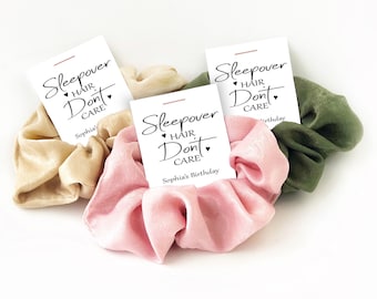 Sleepover Party Favors for Girls, Scrunchie Slumber Party Favors for Tweens, Sleepover Birthday Party, Sleepover Hair Don't Care