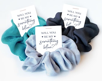 Will You Be My Something Blue, Hair Scrunchie Bridesmaid Proposal Gift, Bridesmaid Box Items, Bridal Party Favor, Ask Bridesmaid Gift