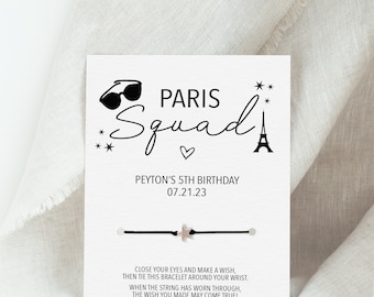 Paris Theme Party Favors, Make A Wish Bracelet, Paris Birthday Party Guest Gifts, France Birthday, Eiffel Tower Party, French Party Favors