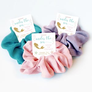 Under The Sea Party Favors, Hair Scrunchies, 3rd Birthday Mermaid Party Favors,  Personalized Mermaid Birthday Party Favors - M100
