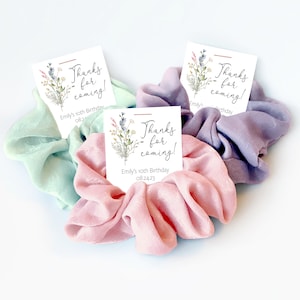 Wildflower Party Favors, Hair Scrunchie, Wild Flowers Birthday Party Thank You Guest Gifts, Pastel Floral Garden Theme Goodie Bag Fillers