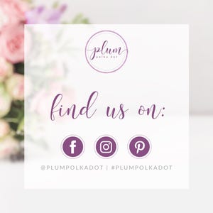 a sign that says find us on with flowers in the background