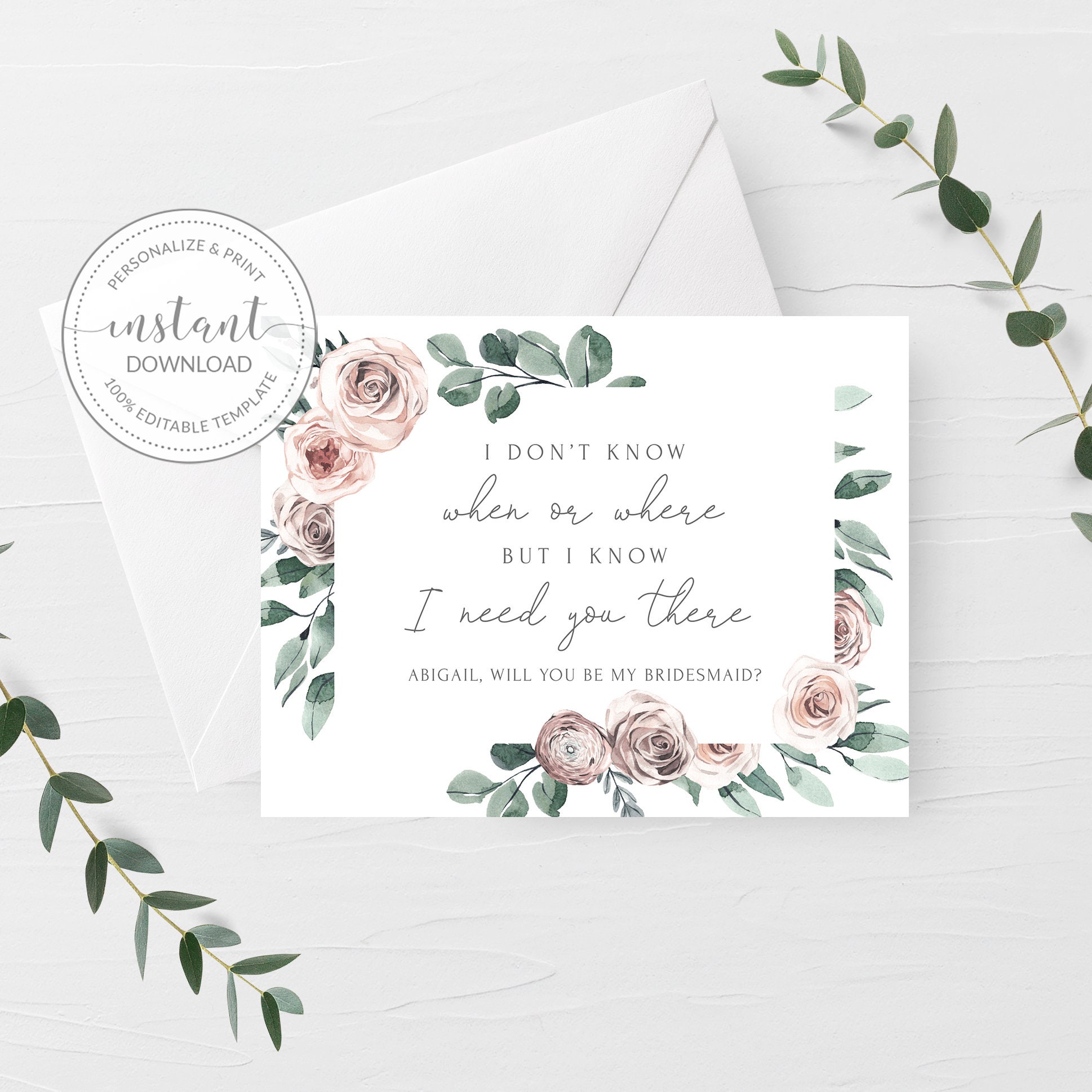 Printable Bridesmaid Proposal Card Funny Will You Be My | Etsy