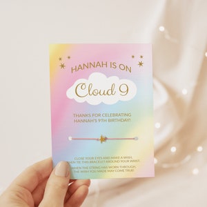 On Cloud 9 Birthday Party Favors, Make A Wish Bracelet, We&#39;re On Cloud Nine, 9th Birthday, Rainbow Birthday Goodie Bag Fillers
