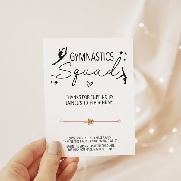 Gymnastics Party Favors, Make A Wish Bracelet, Gymnast Party Supplies, Gymnastics Birthday Party Decorations, Tumbling Party Favors