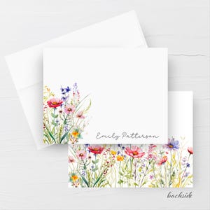 Cartes de correspondance personnalisées avec enveloppes, Cartes de correspondance de fleurs sauvages avec enveloppes, Cartes de correspondance personnalisées, Ensemble de 12 lettres à lettres