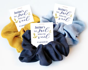 Nautical Bachelorette Party Favors, Hair Scrunchie Favors, Personalized Last Sail Before The Veil Bachelorette Favors