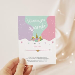 Unicorn Valentines Wish Bracelet, Unicorn Class Valentines, Unicorn Valentine&#39;s Day Gift Kids, Valentine&#39;s Day Party Favor - U100