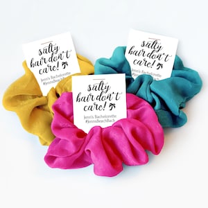 Beach Bachelorette Favors, Hair Scrunchie Salty Hair Don't Care, Beach Bash, Tropical Bachelorette, Destination Mexico Bachelorette Party image 1