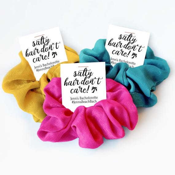 Beach Bachelorette Favors, Hair Scrunchie Salty Hair Don't Care, Beach Bash, Tropical Bachelorette, Destination Mexico Bachelorette Party