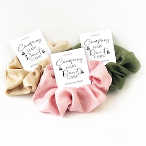 Camping Bachelorette Party Favors, Hair Scrunchie, Camping Hair Don&#39;t Care, Camping Bachelorette Favors, Glamping Party Favor, Camp Bach