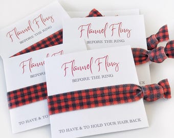 Flannel Fling Before The Ring Bachelorette Party Favors, Flannel Bachelorette Favor, Winter Bachelorette Party, Buffalo Plaid Hair Tie BP100