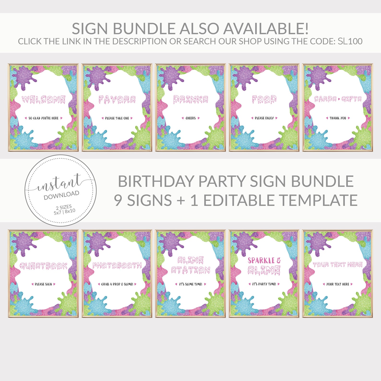 Slime Party Food Sign Printable Slime Birthday Party - Etsy