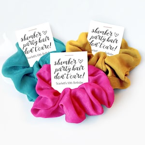 Slumber Party Favors, Scrunchie Hair Tie Favors, Slumber Birthday Party Favors, Sleepover Party, Pajama Party, Slumber Party Hair Don't Care