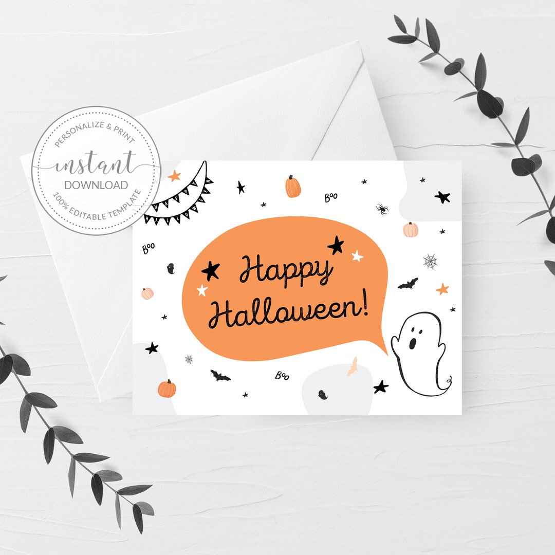 Halloween Card Printable Happy Halloween Greeting Card Template Cute Halloween Card Printable Happy Halloween Greeting Card Template Cute