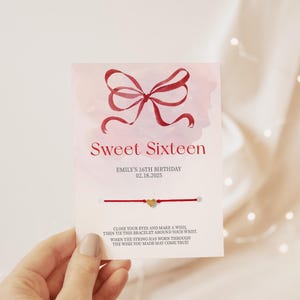 Sweet 16 Party Favors, Make A Wish Bracelet, Coquette Bow 16th Birthday Party Favors, Sweet Sixteen Thank You Guest Gifts, Sweet 16 Favors