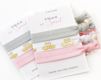 Swan Baby Shower Favors, Swan Baby Shower Decorations, Swan Princess Party, Swan Theme Hair Tie Favors