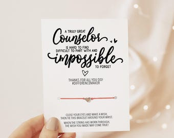 School Counselor Gifts, Make A Wish Bracelet School Counselor Appreciation Gift, Guidance Counselor Gifts, End of Year School Counselor Card