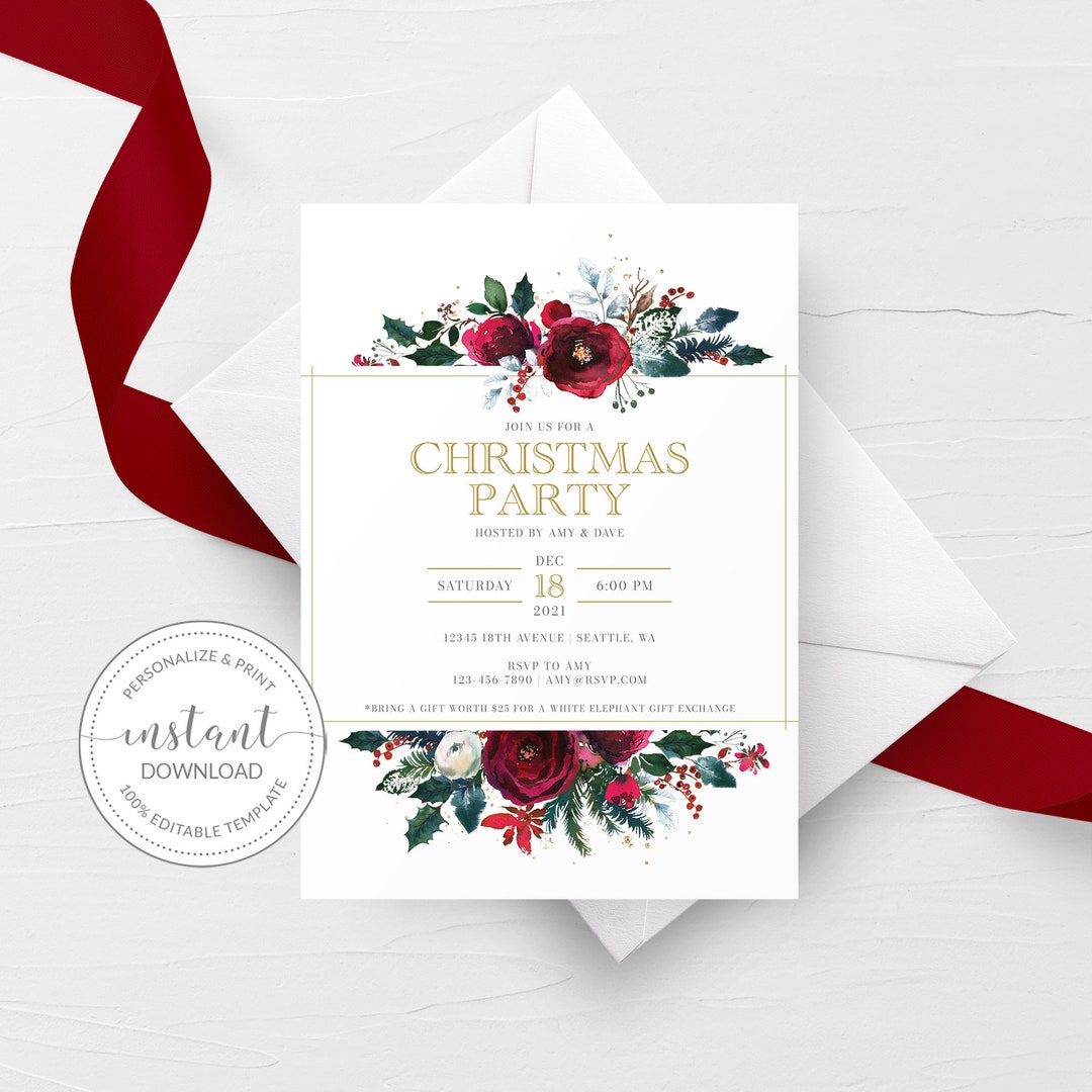 Printable Christmas Party Invitations Instant Download, Friends ...