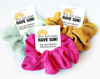 Girls Just Wanna Have Sun, Beach Bachelorette Favors, Hair Scrunchie Beach Hair Don't Care, Girls Weekend, Girls Trip, Bachelorette Weekend