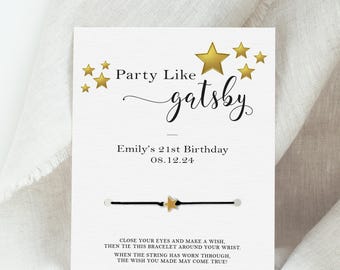 Great Gatsby Party Favors, Wish Bracelet, Roaring 20s Party Favors, Great Gatsby Birthday Supplies, Great Gatsby Party Goodie Bag Fillers