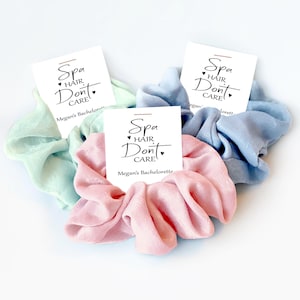 Spa Bachelorette Party Favors, Hair Scrunchie, Spa Day Bachelorette Favors, Pamper Day Spa Supplies, Spa Party Favor, Spa Hair Don&#39;t Care